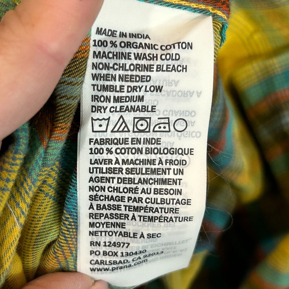 Prana Dolberg Flannel Shirt Long Sleeve Button Up Multicolor Men's S-Tall NWT - Picture 10 of 11